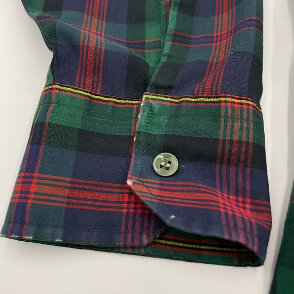 Vintage Men's Shirt Button-Up Plaid Size XL Distressed Kingsport Christmas Green - Picture 6 of 14